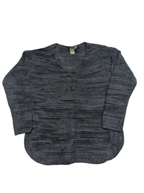 Quinn Sweater V Neck Blue Textured Knit Medium